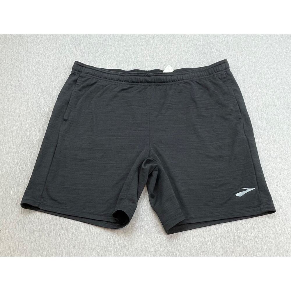 Brooks Shorts Mens XL Black‎ Performance Drawstring Elastic Band 8" Inseam